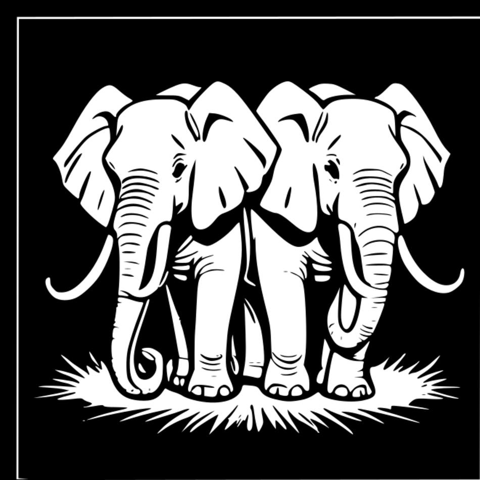 Розмальовка Елегантні слони (Квадрат)
