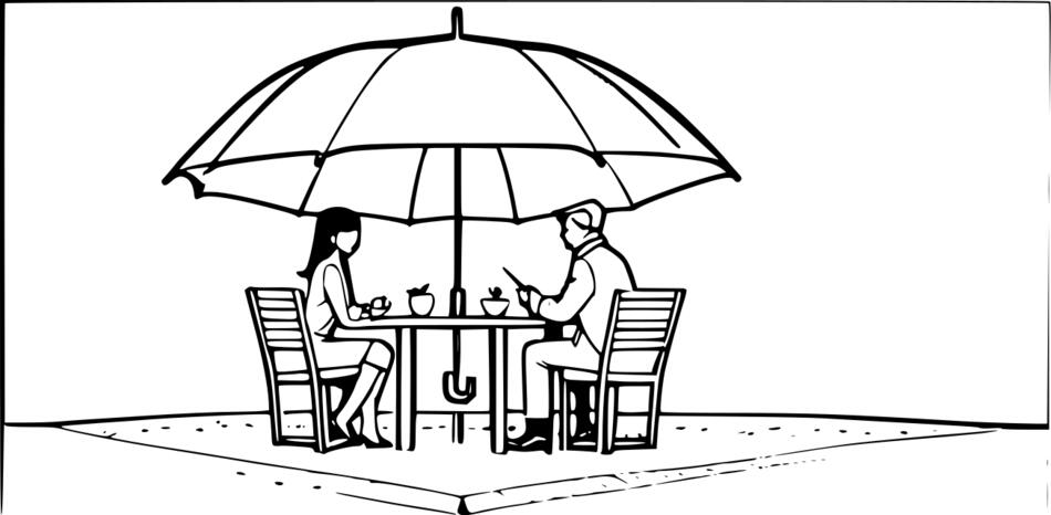 Розмальовка Двоє під парасолькою (Горизонтальний)
