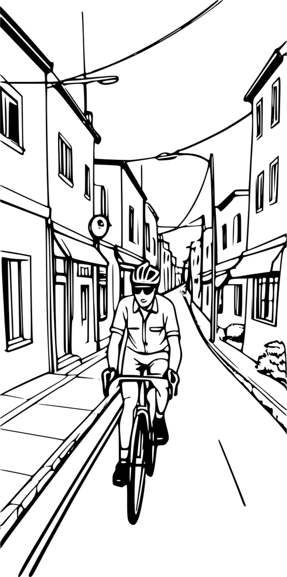 Coloring book Bicycles on roads and paths (Vertical)