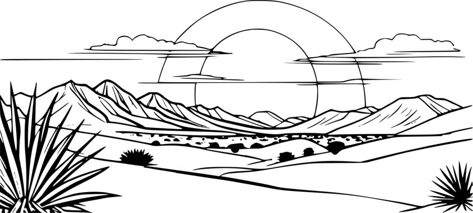 Livre de coloriage Aube du désert (Horizontal)